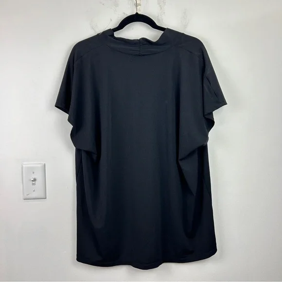 Addition Elle Black V-Neck Draped Short Sleeve Top - Picture 5 of 5